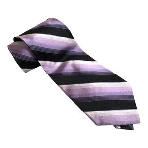 Mario Ferrari Men’s Purple and Black Striped Silk‎ Tie